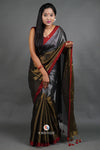 Metallic Grey and Gold Tissue Saree