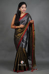 Metallic Grey and Gold Tissue Saree