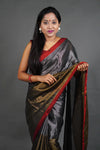 Metallic Grey and Gold Tissue Saree