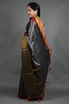 Metallic Grey and Gold Tissue Saree