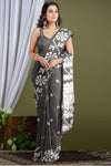 Gray Cotton Printed Saree