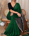 Green Pure Khadi Cotton Saree With Zari Pallu