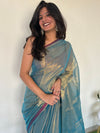 Sky Blue Handloom Tissue Saree