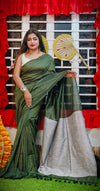 Light Green Handllom Soft Cotton Stripe Saree