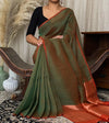 Soft Green Pure Khadi Cotton Saree With Zari Pallu