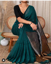 Pure Khadi Cotton Deep See Green Saree