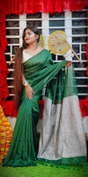 Green Handllom Soft Cotton Stripe Saree