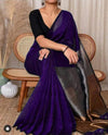 Purple Khadi Cotton Saree With Zari Pallu