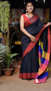 Pure Handloom Khadi Cotton Black Saree